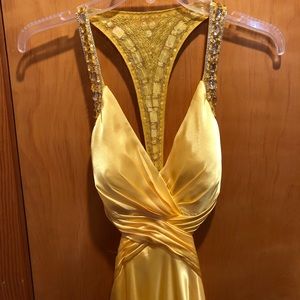 Bright yellow prom dress
